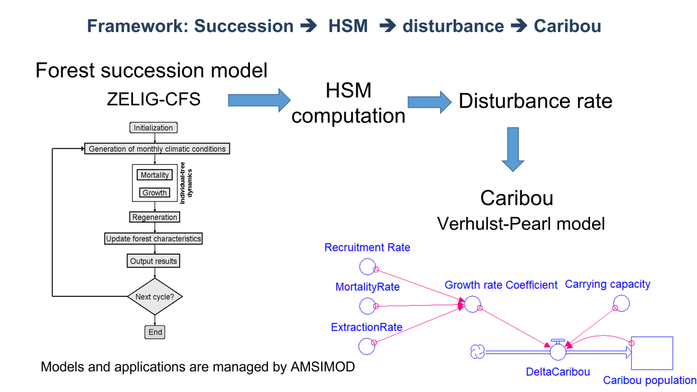 Schema of the main components of the decision support system for caribou
